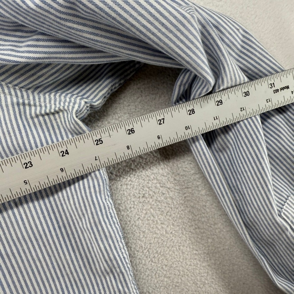 Chaps Button Down Mens XL Blue Striped Stretch Oxford Casual Cotton Blend Ivy - Picture 6 of 9